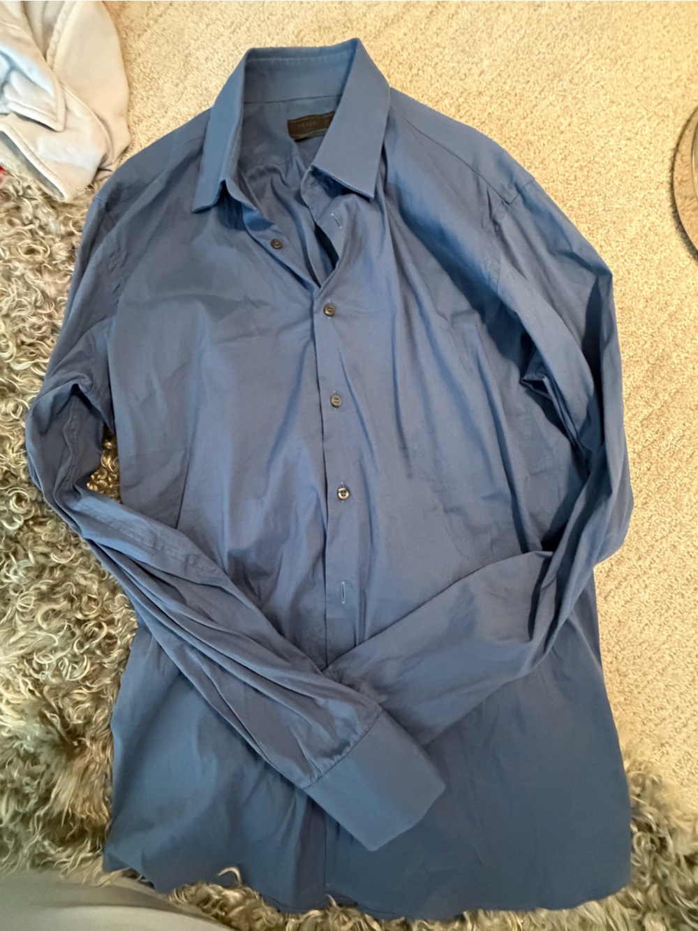 Prada Men's Slate Blue Long-Sleeve Button Shirt 41/15